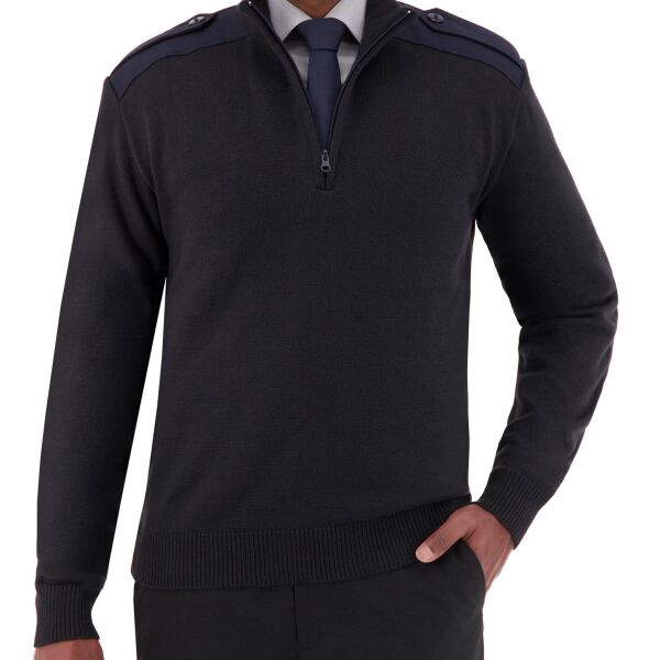 NoUpCharge - Quarter Zip Mockneck Military with Button Epaulets Thumbnail